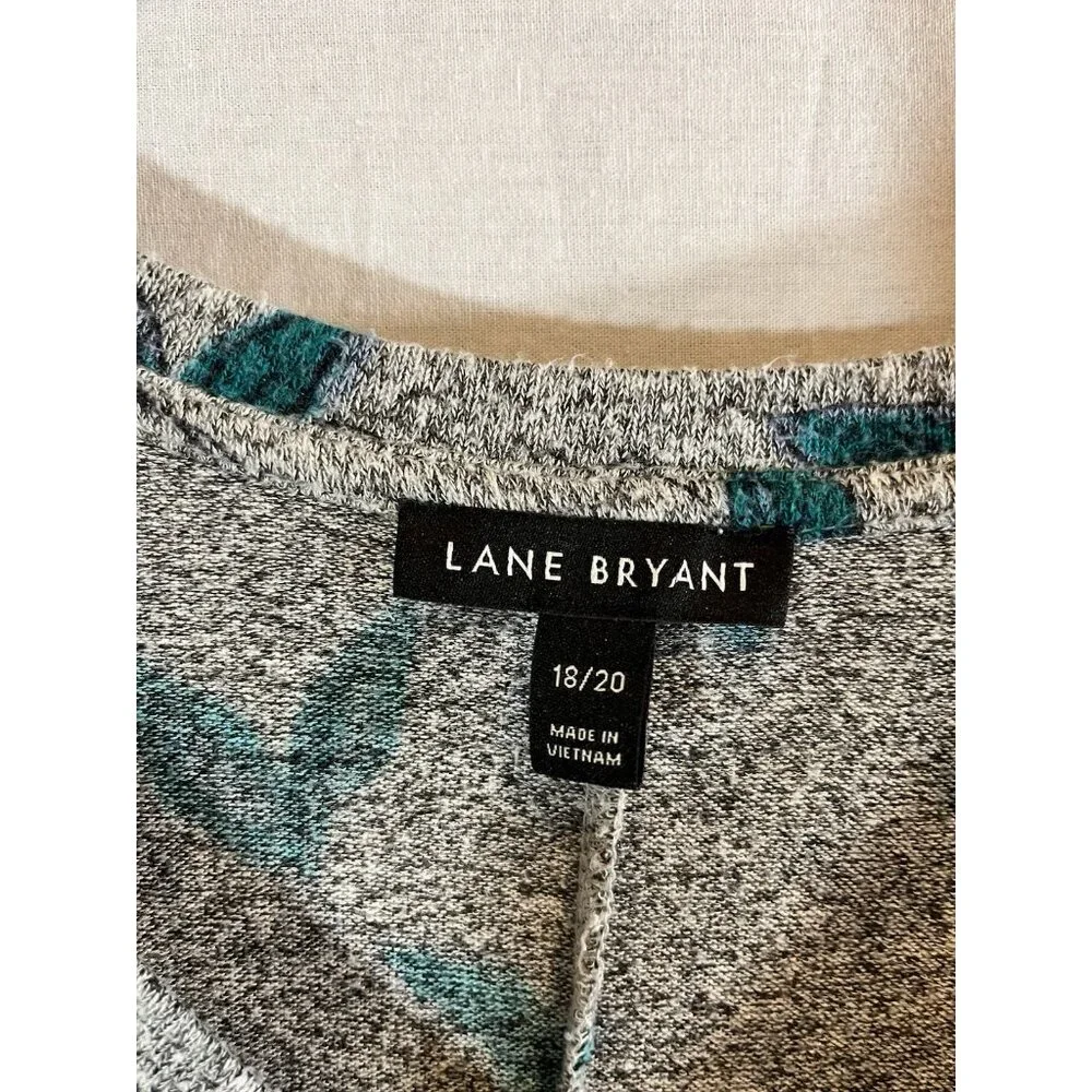 Lane Bryant Women’s 18/20 Gray Floral Long Sleeve Long Length Blouse - Picture 2 of 9